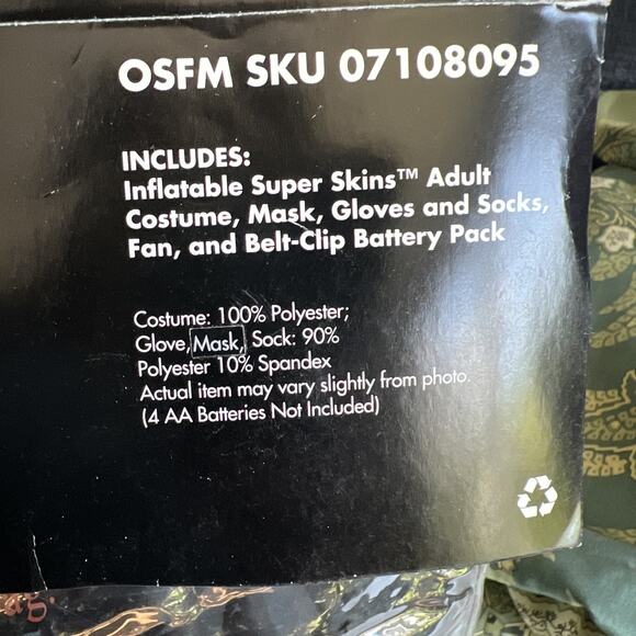 Spirit Black Super Skins Power Inflatable Suit adult Halloween Costume OSFM one - Picture 5 of 6